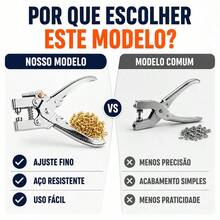 Kit Prensa aplicar ilhós Manual Resistente de Ferramenta com 100 Ilhoses,  para Sapatos, Cortinas, Banners, Lona. Furador de Ilhós Tudo em Um - Visão 7