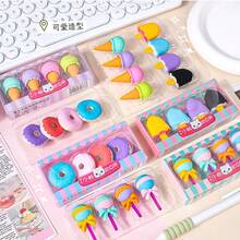 4pcs Candy Color Ice Cream Shaped Erasers, Cute Realistic Pencil Eraser Set, Creative Student Stationery, School Supplies, Back To School - Multicolor - View 2