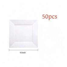 25/50 Pcs White Square Plates Set, 9.5/6.5 Inch Serving Trays For Everyday Dining & Autumn Festivities, Classic Dinnerware For Family Cooking And Entertaining, Ideal For Halloween Christmas & Thanksgiving - White - View 19