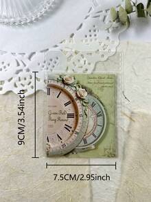 10pcs/Pack Vintage Hard Card Garden Clock Stickers, Scrapbook DIY Collage Decoration Photo Album Scrapbook Stickers - Garden Clock - View 2