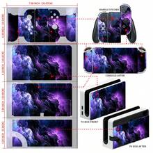 Purple Nebula Universe Cloud Pattern Sticker Set Compatible With Switch OLED Console, Vinyl Protective Skin, Waterproof, Scratch-Resistant, Durable, Removable, No Residue, Compatible With Console, Controller And Dock - View 6