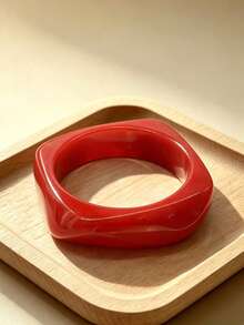 3pcs/1pc Exaggerated Geometric Bangle Set, Red Set, Orange, Bohemian Style Versatile Accessory; Suitable For Daily, Party, Vacation Wear, Ideal Gift For Loved Ones And Family, Can Be Layered Or Worn Individually - Multicolor - View 9
