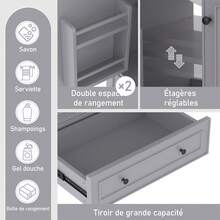 Bathroom Vanity Made Of Wood With Storage Adjustable With Drawers Black - 灰色 - 查看 5
