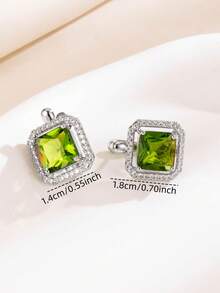 1 Pair Women's Elegant Square Halo Stud Earrings, Geometric Cube Cubic Zirconia Design, Multi-Color Options, Versatile For Evening Parties And Dates - Earrings - View 6