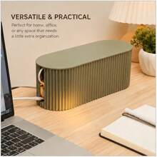 1pc Ribbed Power Strip Storage Box With Removable Lid, Desktop Outlet Cable Management Box, Hide Messy Wires, Chargers, Adapters And Data Cables, Suitable For Home Office Desk Decor, 3 Colors Available - A - View 4
