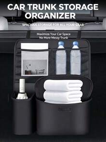 1pc Car Trunk Multi-Function Storage Bag, Off-Road Vehicle Seat Back Storage Rack, Car Accessories, Multi-Function Hanging Storage, Rear Seat Storage Bag, Space-Saving, Keep Car Interior Clean And Organized, Car Essentials - Black - View 2
