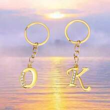 TRTY Fashion Crystal Letter Keychain Set, Rhinestone Alloy Key Ring, Universal Car Key Fob Pendant, Bag Charm, Versatile Key Ring Charm Love Gift - Letter Keychain - View 19