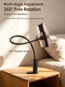 Adjustable Gooseneck Phone Holder Clip Mount, 360° Rotating Flexible Slouchy Phone Stand, Suitable For Sofa Headboard, Hands-Free Movie Watching, Reading, Live Streaming, Compatible With Smartphones - Multicolor - View 8