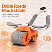 [ CHIMEXHY ] Rueda Abdominal Profesional de Doble Rueda|Estructura Reforzada y Antideslizante|Con Soporte de Codos y Temporizador|Equipo Ideal para Entrenamiento de Core en Casa - Gris - Ver 4