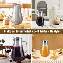 68 Oz Glass Pitcher With Lid – 2 Liter Water Carafe For Fridge, Large Iced Tea Jug For Home, Party & Coffee Table, Heavy Duty (Clear) - Gold Cap Grey - View 11