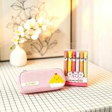 Ins-Style Niche Pencil Case, Large Capacity Stationery Box For Students, Highly Attractive Multi-Layer Storage Bag And Box With Eye-Protection Fluorescent Pens, Cartoon Animal Design, Fluorescent Markers, Student Marker Pens, Colorful Planner Pens - Multicolor - View 3