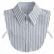 1 buah Kemeja Unisex Minimalis Bergaris dengan Kerah Palsu, Lapisan Dalam Sweater Kasual Formal Dekoratif Serbaguna dengan Kerah Palsu - MultiWarna - View 6