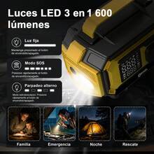 Este arrancador de batería para coche cuenta con un diseño multifuncional todo en uno, una presión de 150 psi y es ideal para actividades al aire libre. Incluye un cargador de emergencia, una bomba de aire, una luz LED y una gran pantalla digital. Arranque rápido de auto y inflado veloz,esenciales para viajar. - Amarillo - Ver 8