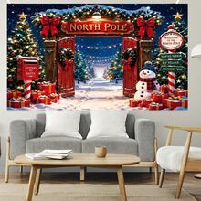 One Christmas Arctic Backdrop, Winter Wonderland Snow Scene Background, Santa Claus Village Red Gate Photography Backdrop, Christmas Decorations, Merry Christmas Party Decorations, Photo Booth Banner. - View 2