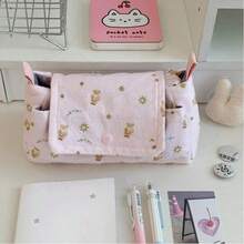 1pc Large Capacity 3-Layer Colorful Star Print Pencil Case, Multi-Compartment Zipper Stationery Pouch, Aesthetic Portable Desktop Organizer For Students, School Office Supplies, Dorm Essential, Back To School Birthday Holiday Gift - Multicolor - View 5