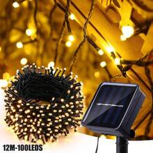 太陽能 LED 串燈戶外花園裝飾，仙女燈 5m/7m/12m/22m & 20/50/100/200 LED，防水 8 種燈光模式，太陽能串燈適用於聖誕節、派對、萬聖節、露營、婚禮、花園裝飾（白色/彩色/暖白色/紫色） - 墨綠色 - 查看 28