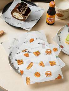 100/200/300pcs Baking Greaseproof Paper, 7.09*7.09 Inch Wax Paper, Suitable For BBQ, Picnic, Holiday, Cake Shop, Dessert, Snack, Pastry (Multiple Patterns) - Multicolor - View 6
