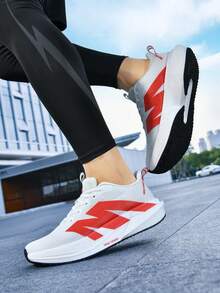 Women's Running Shoes - Breathable With Shock-Absorbing Design, Carbon Plate Suitable For Outdoor Sports, Training, Gym And More, All Season Wear - White and Red - View 10