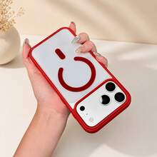 Phone Case: Compatible With New 18 17 16 15 14 13 Pro Max Series, Wireless Charging Compatible, Colored Edges, Transparent Minimalist Back, Shockproof And Anti-Drop, Protects Your Phone. - White - View 1