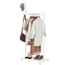 Perchero con ruedas, estante para zapatos y 5 ganchos, 68 x 43 x 171 cm, blanco - Multicolor - Ver 2