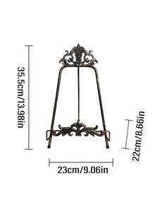 Vintage Ornate Iron Plate Display Stand Decorative Dish Holder Retro Scrollwork Easel For Picture Photo Frame Desktop Vanity Cabinet Tabletop Home Ornament Housewarming Gift - Retro - View 9