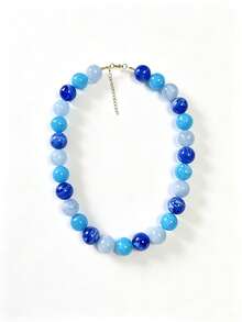 1pc European And American Bohemian Round Geometric Cloud Multicolor Beaded Necklace, Stainless Steel 18K Gold Lobster Clasp, Gift & Daily Wear - Handmade Resin Beaded Stainless Steel Necklace - View 53