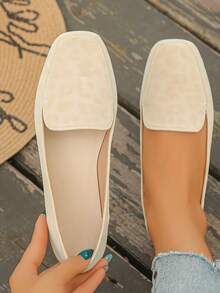 Women's Fashion Slip-On Square Toe Leopard Print Ballet Flats Elegant Style Spring Autumn Daily Commute Flat Shoes Random Pattern - Beige Large Leopard Print - View 1