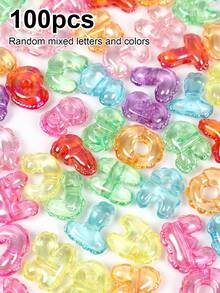 20/50/100pcs Random Large Transparent Letter Bead For Jewelry Making Supplies, Loose Acrylic Bead For DIY Phone Chain, Bracelet, DIY Jewelry Accessory - Clear Lace Letter Beads - View 9