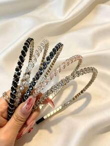 5pcs Rhinestone Crystal Headband For Women, Light Luxury, High-End Feel, Elegant, Simple, Internet Celebrity Hairband, Outer Hair Accessories - Multicolor - View 9