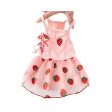 1pc Pet Princess Ballet Dress, Pink & Blue Tulle Mesh, With Leash Hole, Strawberry Decoration, Breathable & Lightweight Fabric, Suitable For Small Dogs & Cats, Fits Teddy, Bichon, Schnauzer, For Daily Wear, Pet Gatherings, Outdoor, Parties & Photo Shoots - Multicolor - View 10