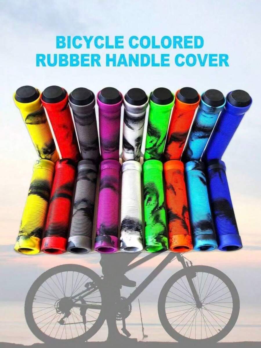 Grip Stang Sepeda Karet Lembut Baru 2026, Gaya Anti-Selip Dua Warna - Desain Ergonomis Warna Campuran, Cocok Untuk Sepeda Gunung, Sepeda Off-Road Roda Kecil, Sepeda Roda Kecil - MultiWarna - View 1