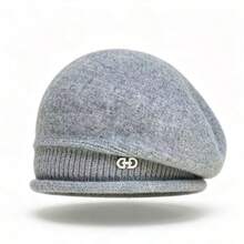 1pc Women's Knitted Beret Hat, Double D Rhinestone Decor, Winter Warm Soft Wool Knit Cap, Fashion Casual Daily Wear - A - View 6