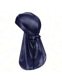 1pc Men Silk Durag With Elastic Band, Solid Color Long Tail Head Wrap, Soft Pirate Bandana For Sports Daily Wear - 1pcs - View 14