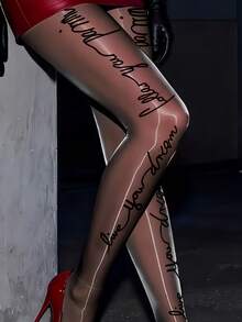 1/2Pcs New Shiny Glossy Pantyhose, Breathable True Seamless Tights, Plus Size Widened Basic Stockings, Fashion Women Outfits Perfectly Match Dresses - Black - View 5