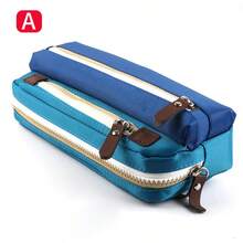1pc Colorblock Patchwork Double Layer Zipper Pencil Case, Large Capacity Oxford Fabric Waterproof Stain-Resistant Student Stationery Storage Bag, Multiple Colors Available, Simple Durable Pencil Pouch - Multicolor - View 14