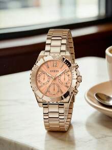 GUESS Eclipse 系列 全玫瑰金 PVD 不鏽鋼女款計時碼錶，拋光金屬錶帶 GW0258L1 - 均碼 - 查看 14