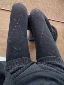1pc Women's Warm Leggings, Casual Versatile Grey Base Layer, Japanese JK Style Argyle Grid Thick Tights For Autumn/Winter - Grey - View 5