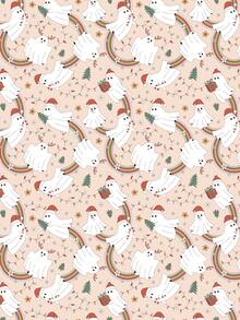 1 Roll Of Christmas Gift Wrapping Paper Featuring A Christmas Ghost Pattern;Perfect For Christmas Gift Wrapping,Holiday Party Decor,Home Festive Decoration,DIY Craft,Festive Favour Wrapping Dimensions: 43 Cm X 300 Cm. - A - View 2