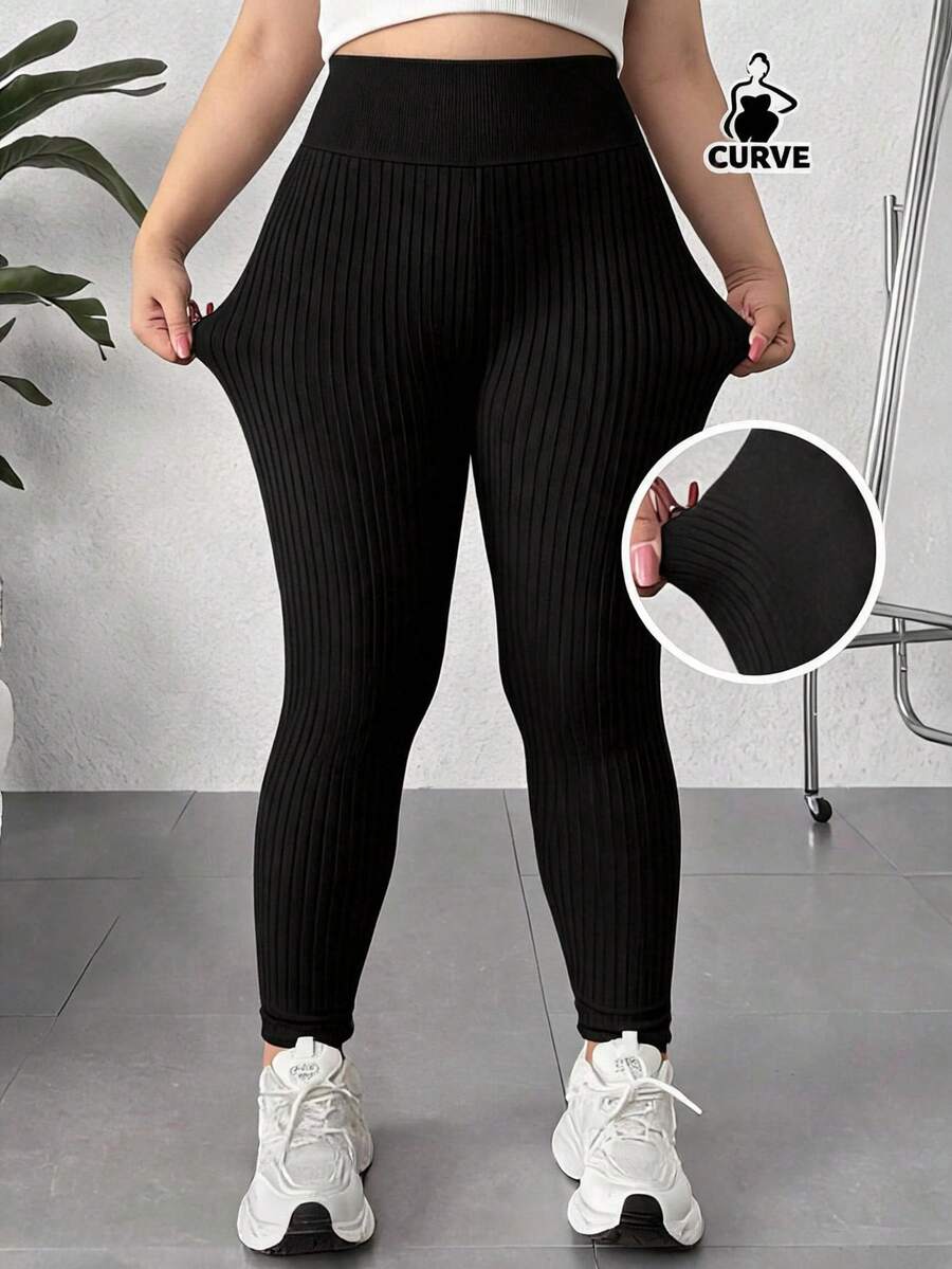 Plus Size Leggings - Black - View 1