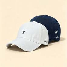 1pc Letter N & 1768 Embroidered Baseball Cap Solid Color Adjustable Soft Brim Casual Sun Hat Unisex Outdoor Sports Cap - Multicolor - View 4