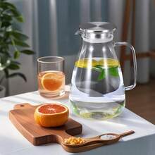 Heat‑Resistant 2.2L Glass Water Carafe With Sealed Lid, Multifunctional Pitcher For Hot Cold Water Juice - Glass - View 4