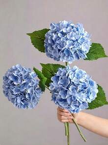 18/9 1pc Blue Artificial Hydrangea Flower, Suitable For Wedding, Bridal Bouquet, Home And Room Decor, Autumn Styling, Halloween, Party, Bedroom, Bathroom, Tabletop Display, Outdoor Scene, Back To School Theme, Wall Decor And Office - Haze Purple - View 1