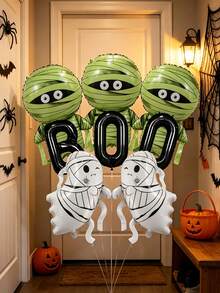 10 Adorable "BOO" Letter-Shaped Mummy Ghost Balloons, Helium-Fillable Decorative Balloons, Perfect For Halloween, Day Of The Dead, Children's Birthdays, Indoor And Outdoor Family Parties, And Store Window Displays - A - View 3