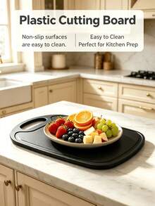 1/2pcs Black Plastic Cutting Board With Handle, Lightweight Kitchen Chopping Board, Easy To Carry, Convenient For Daily Use, Can Be Hung, Suitable For Preparing Fruits, Vegetables And Fast Food - Black - View 3