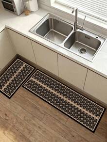 1 Pieza Alfombra de Cocina con Patrón de Flores Escarchadas Marrones, de 3.5 Mm de Goma Suave que Absorbe el Agua y es Fácil de Limpiar. Adecuada para Pasillos, Baños, Salas de Estar, Alfombras de Puerta Exterior y Toiletes. Utilizable Durante Todo el Año y para Diversas Festividades. - Multicolor - Ver 9