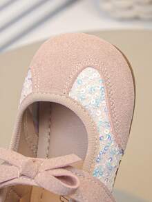 Pink Sequin Bow Mary Jane Princess Shoes For Girls - Baby Pink - View 10