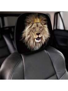 2pcs Universal Car Headrest Covers Halloween Special Car Headrest Covers - Fashion Design, No Filling Easy To Clean, Car Interior Decoration Upgrade, Suitable For All Car Models, Suitable For Daily Commute, Long Distance Travel, Halloween And Christmas Decoration Wolf Head, Lion Head, Chrysanthemum, Butterfly And Other Multiple Element Prints - Multicolor - View 11