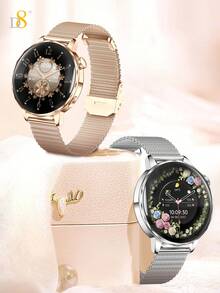 D8 女款智慧手錶 Elegant Moment Light Bloom，1.27 吋 360*360 HD 全觸控螢幕，可接聽/撥打電話，超清晰螢幕健身追蹤器，心率/睡眠/血氧監測，相容 iPhone/Android，110+ 種運動模式 - 彩色 - 查看 10