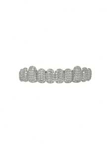 Hip Hop Iced Out Men's Grillz, Fully Micro-Paved Zirconia Detachable Upper & Lower Teeth Grill, Rapper Cosplay Party Teeth Accessory, Halloween Party Gift - Full Diamond Halloween Hip Hop Grills - View 12