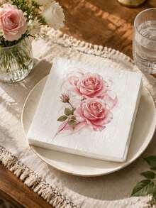 40/20/1pc 3-Ply Thickened Paper Napkins, Highly Absorbent Rose Pattern Disposable Cocktail Coasters, Suitable For Engagement Party, Mother's Day Brunch, Baby Shower, Tea Party, Holiday Dinner, Social Events - Multiple Styles - View 5